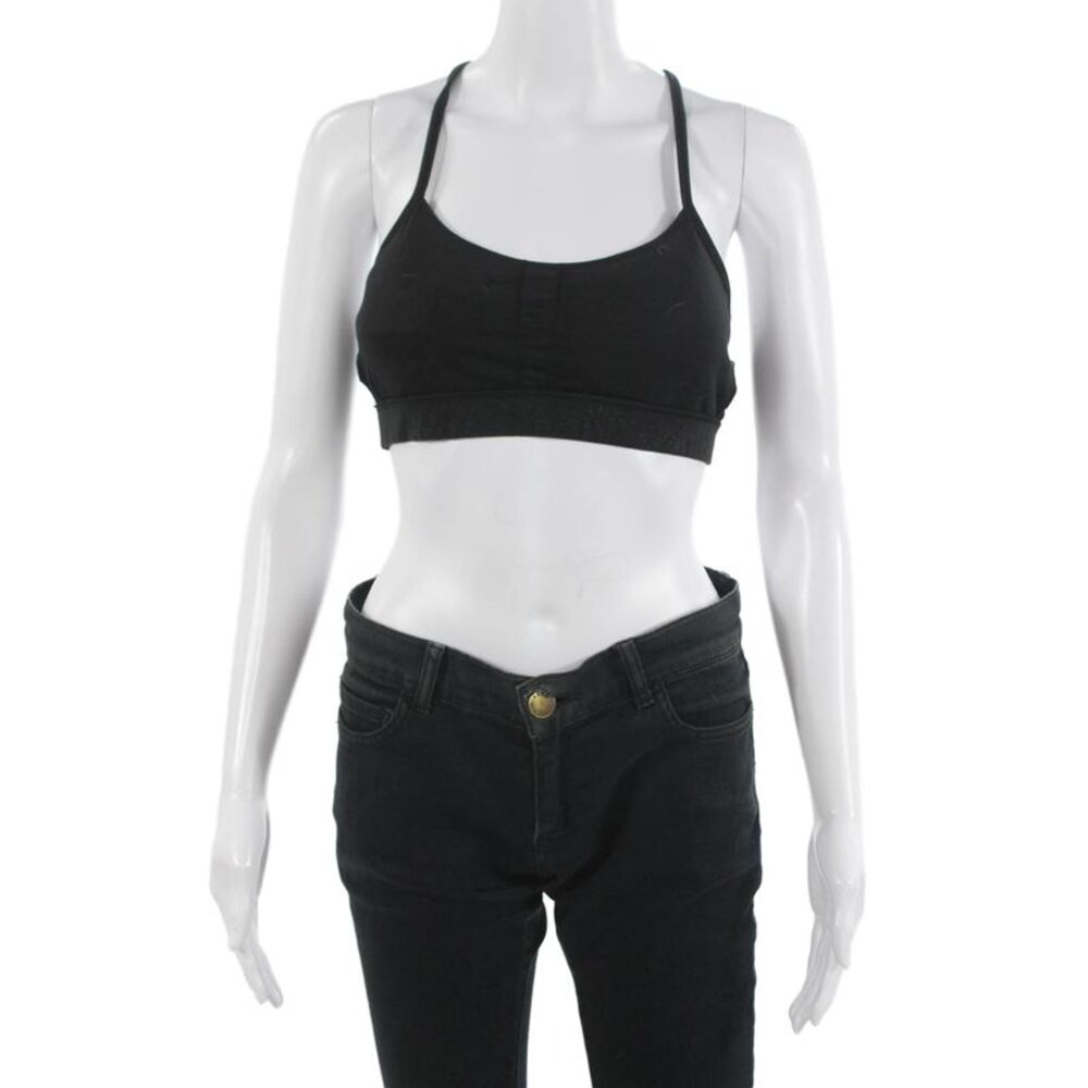 Lululemon Womens Printed Spaghetti Strap Sports Bra Black Size 4
